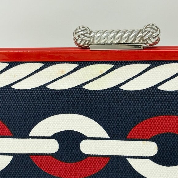 Brighton Nautical Chain Print Clutch with Chain Strap – Red, White & Blue - Picture 10 of 13